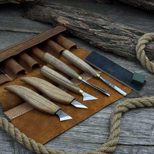 5-Piece Wood Carving Tool Set with Sharpening Board | Tool Sets | Wiccan Center