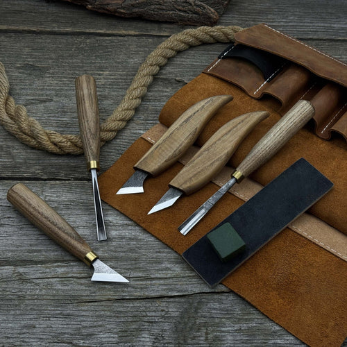 5-Piece Wood Carving Tool Set with Sharpening Board | Tool Sets | Wiccan Center