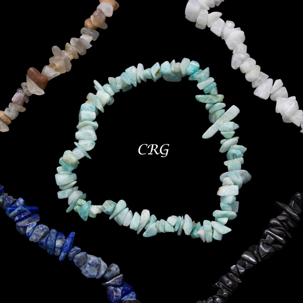 Mixed Gemstone Chip Bead Stretch Bracelets (4 To 7 mm) (5 Pieces)