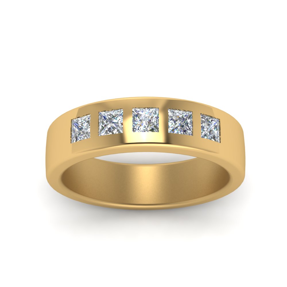 Flat Flush Set Mens Wedding Band