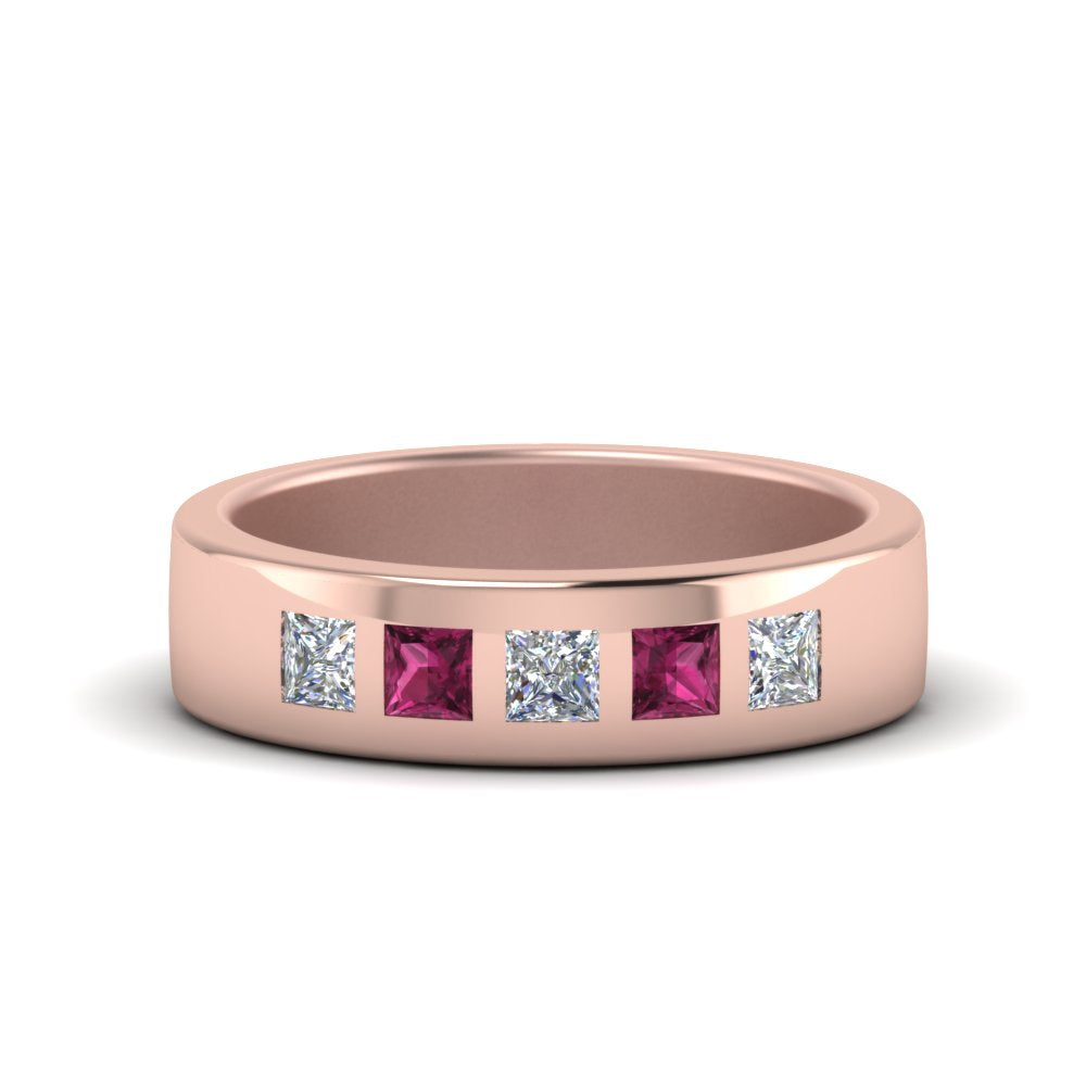 Flat Flush Set Mens Wedding Band