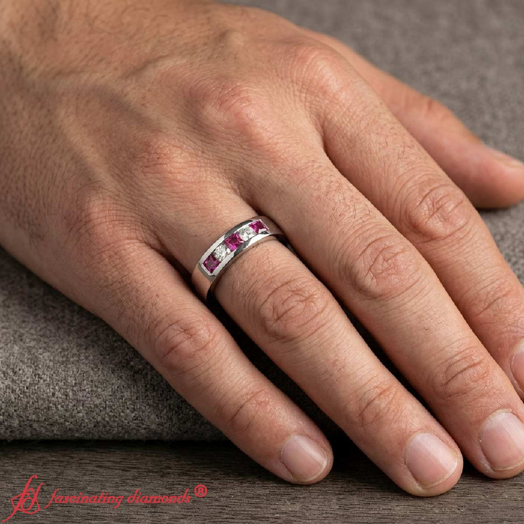 Flat Flush Set Mens Wedding Band