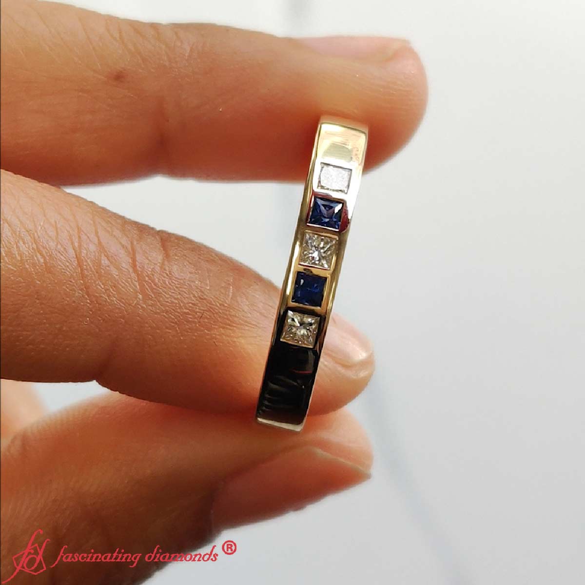 Flat Flush Set Mens Wedding Band
