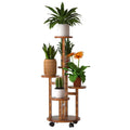 5-Tier Plant Stand with 4 Detachable Wheels Wooden Plant Pot Rolling Shelf | Furniture & Decor | Wiccan Center