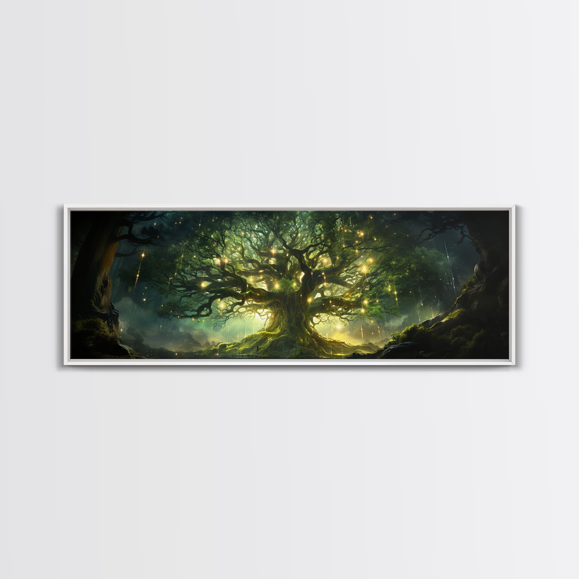 Yggdrasil Colorful Panoramic Painting, Tree of Life Artwork, Nordic Canvas Print, Norse Mythology Art, Mythology Gift, Celtic Artwork