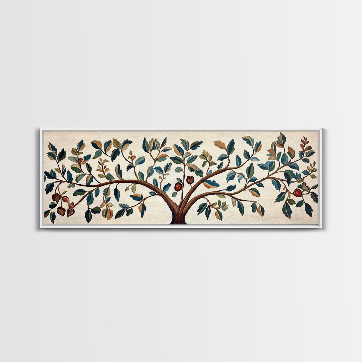 Tree Of Life - Vintage Tapestry Framed Wall Art Canvas Print - Floral Vintage Textile Style Wall Art - Floral Tapestry Print, Boho Home Decor, Above Bed Art