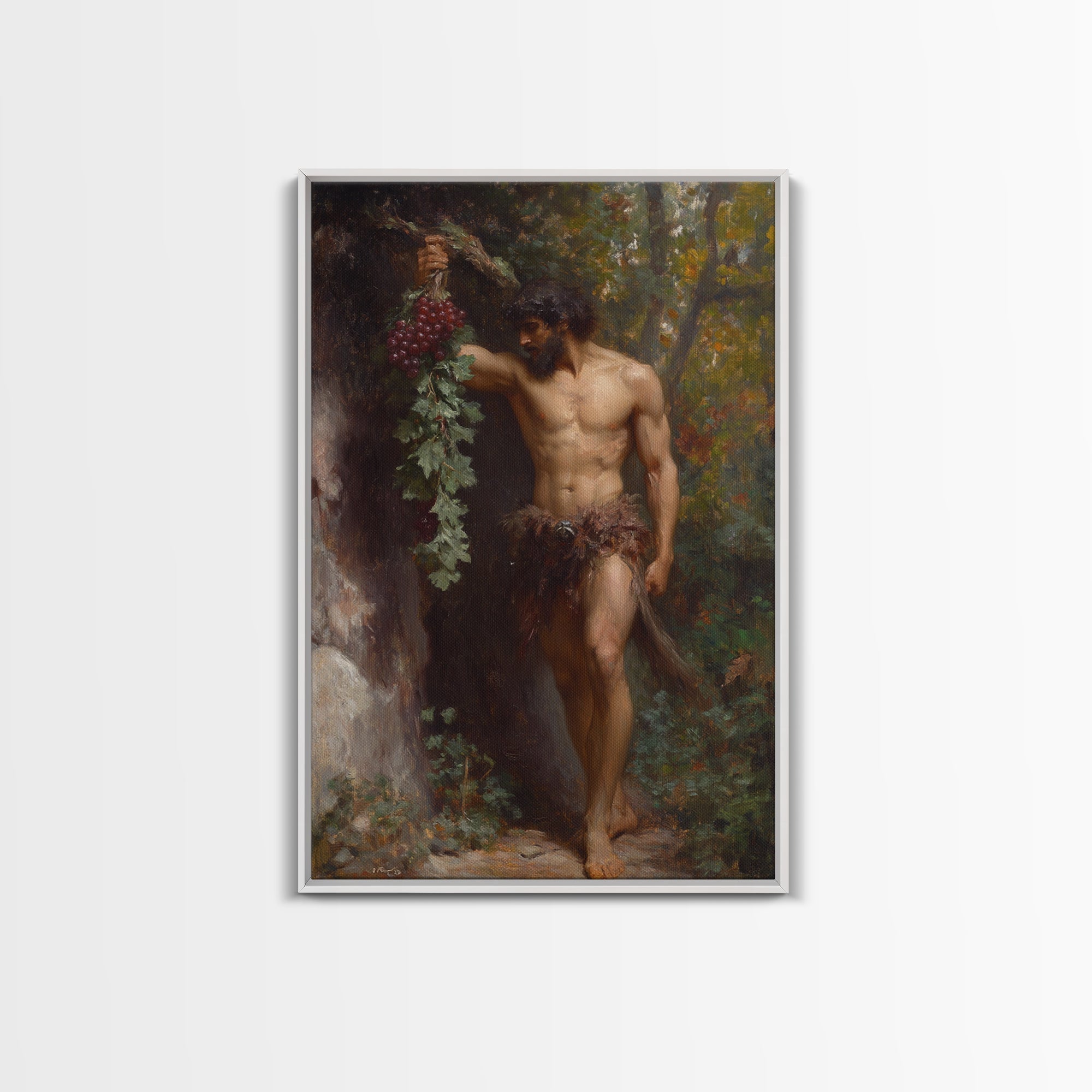 Painting of a Male Figure Canvas Print, Gothic Decor, Dark Academia / Macabre Wall Art, Original Satyr Painting