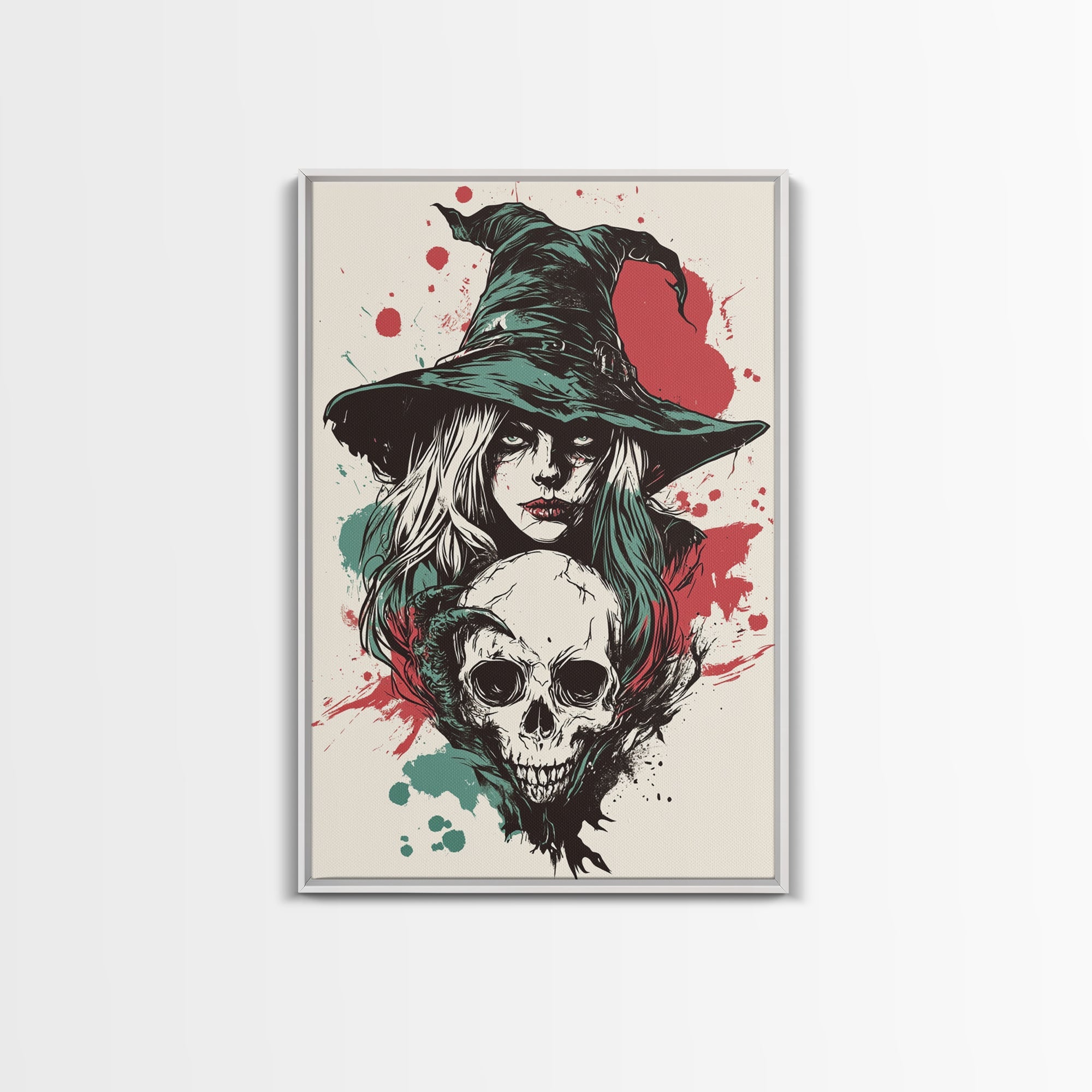 Portrait of A Witch, Framed Canvas Print, Halloween Decor, Witchcraft, Goth Art, Dark Academia Wall Art, Halloween Poster Art | | Wiccan Center