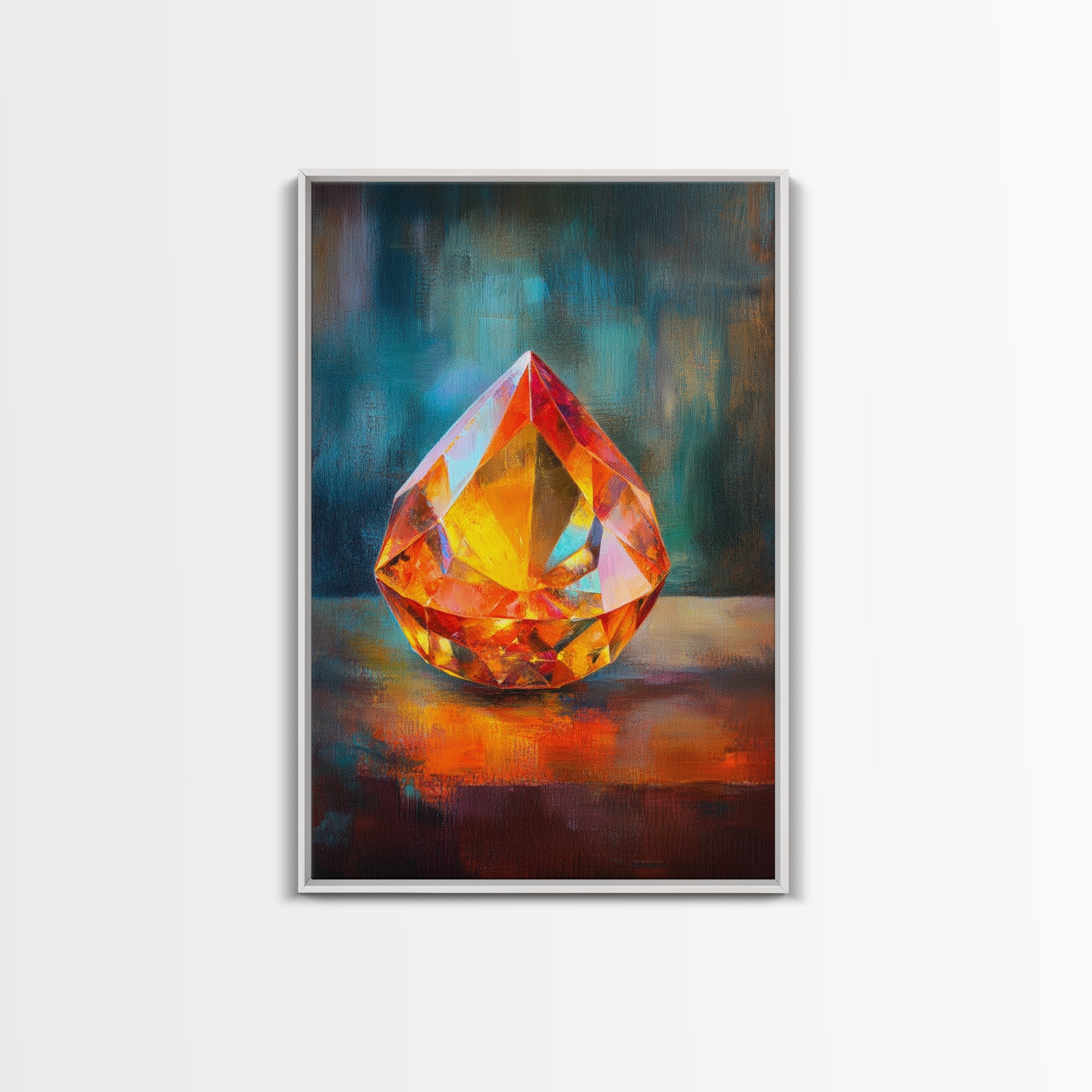 Gemstone Painting Print, Framed Canvas Print, Gemstones Wall Art, Precious Stone Painting, Red Gem, Ruby Painting, Antique Minerals Decor | | Wiccan Center