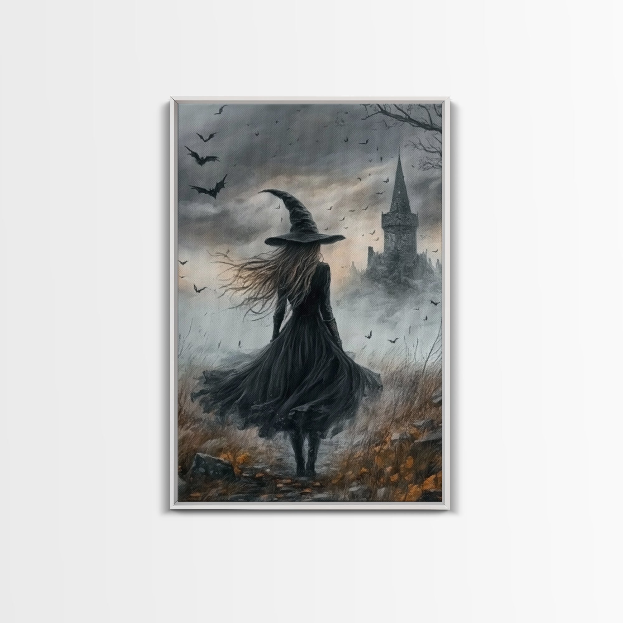 Goth Decor, Witchy Home Decor, Dark Academia Goth Oil Painting Print, Witch Painting, Haunted Spooky Season Wall Art, Witch Decor