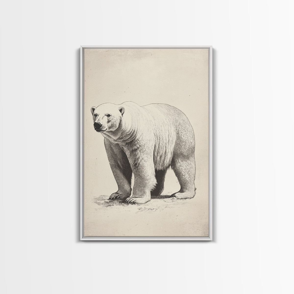 Polar Bear Canvas Print - Framed Canvas - Minimalist Christmas Art - Boho Christmas Art - Rustic Christmas Art
