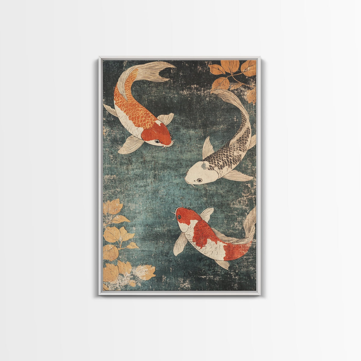 Wabi Sabi Koi Fish Print, Trendy Japanese Decor, Ocean Wall Art, Beach House Decor, Coastal Art Print, Coastal Wall Art, Koi Fish Painting