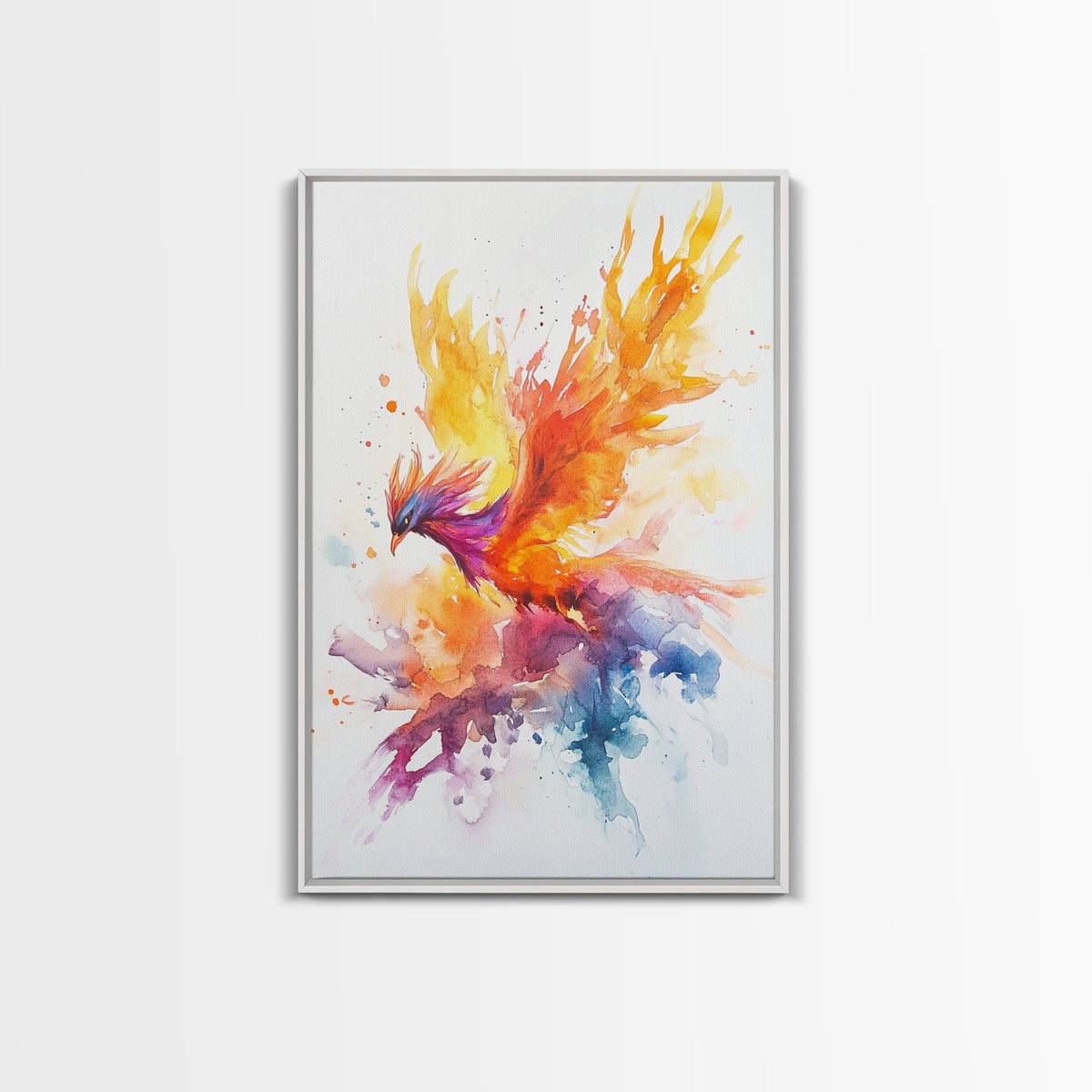 Fire Phoenix Watercolor Art Print Canvas Art, Fantasy Art Phoenix Firebird Fantasy Painting, Dark Academia Wall Art, Phoenix Decor