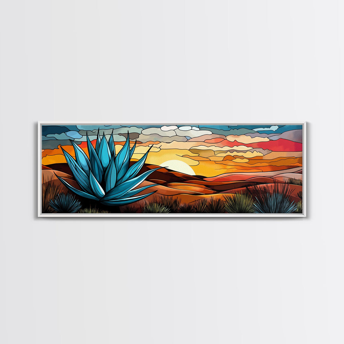 Mexicano Art - Blue Agave At Sunset - Framed Canvas Print - Agave Painting - Blue Agave - Chicano Wall Art - Mexican Art Agave Art | | Wiccan Center