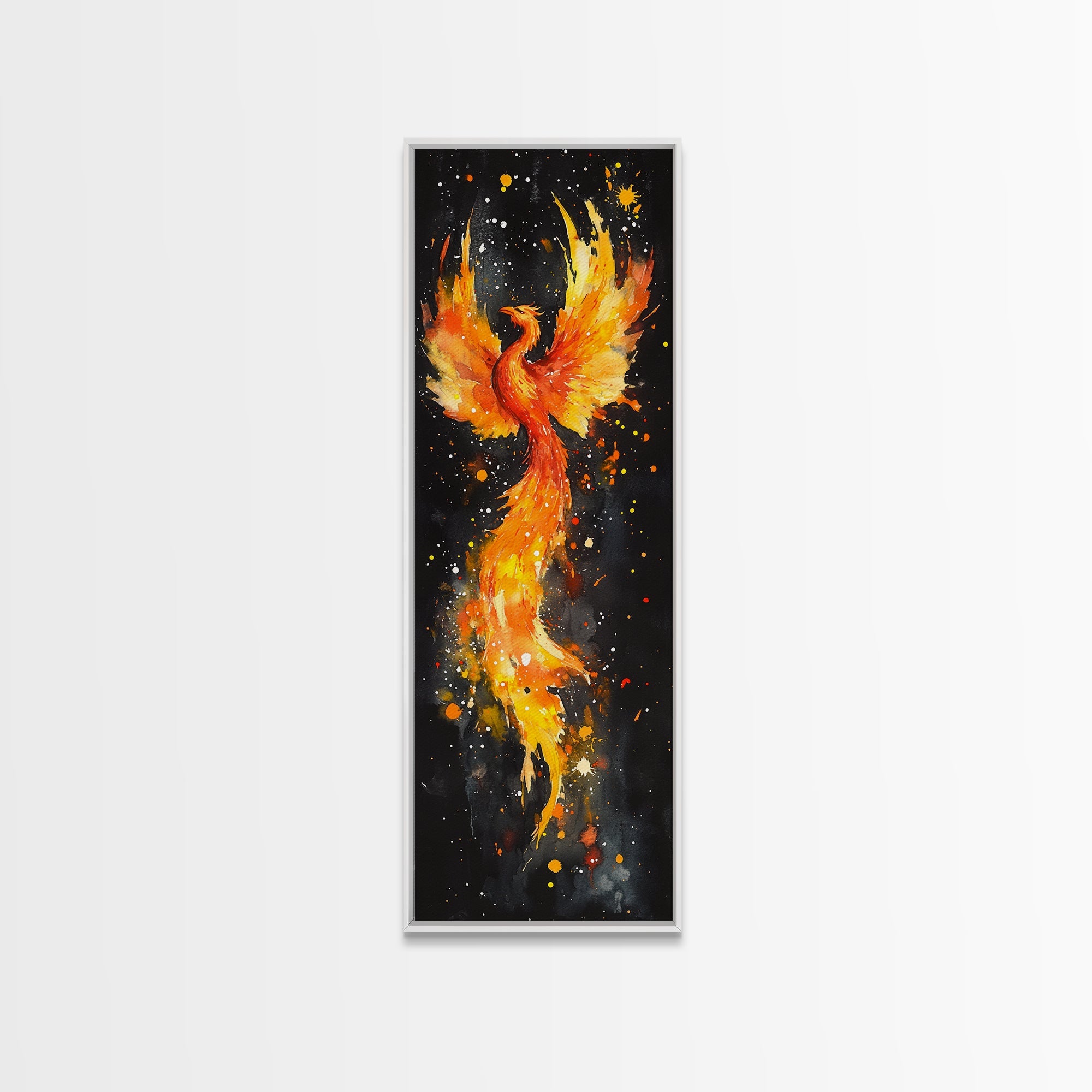 Colorful Phoenix Artwork Canvas Print, Framed Option, Cosmic Art for Bedroom Decor, Spiritual Wall Art, Mystical Bird Painting