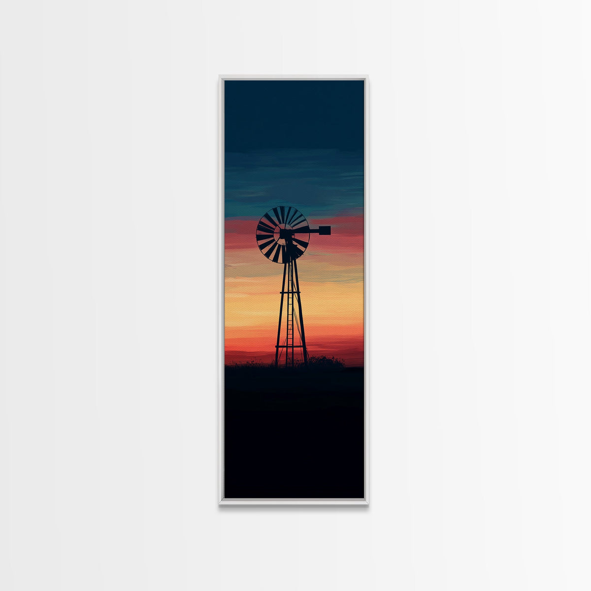 Canvas Print Moody Sunset Windmill Wall Art, Vertical Rustic Decor, Tall Narrow Farmhouse Artwork, Gift Idea for Living Room | | Wiccan Center