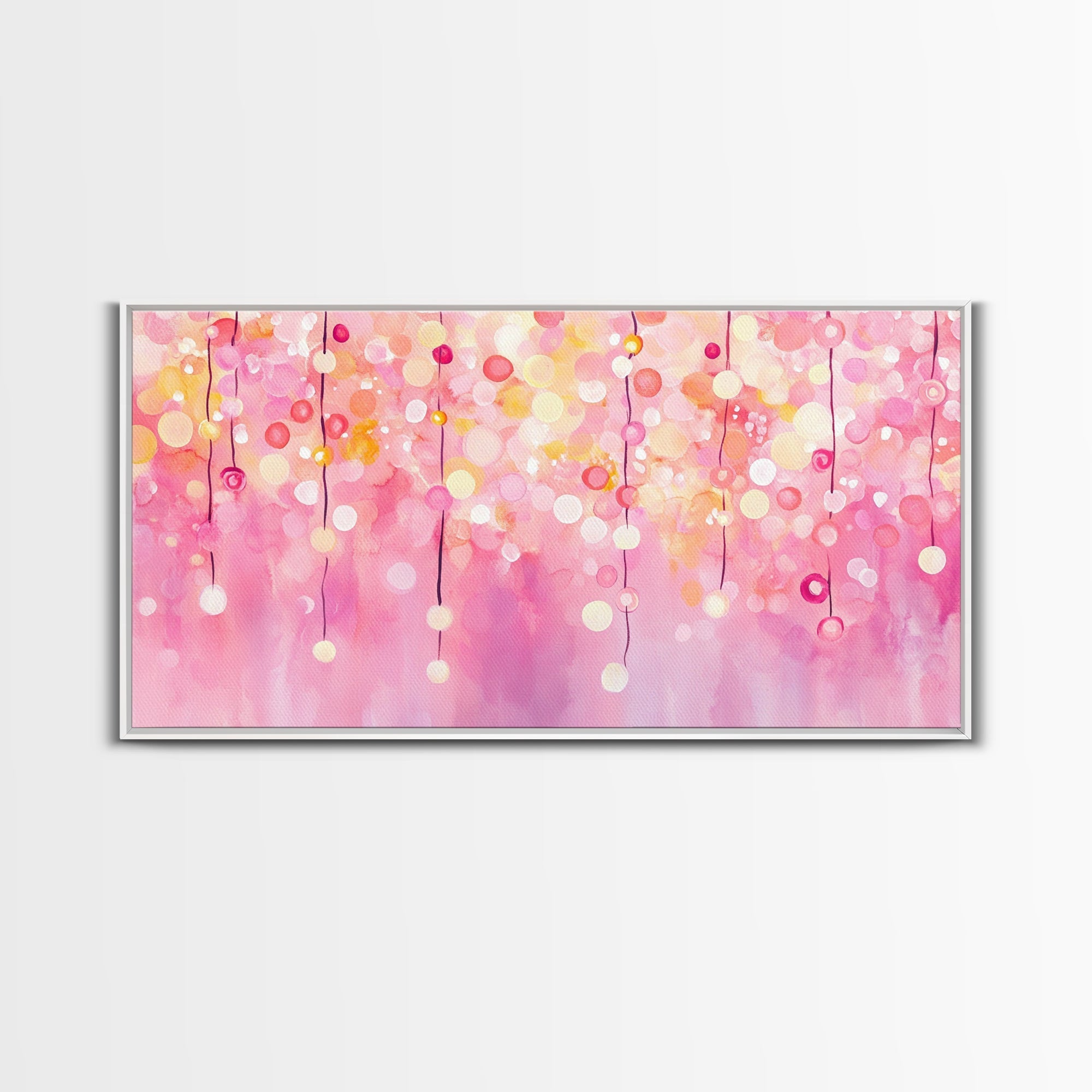 Magical Fairy Light Pink Abstract Canvas Print with Bokeh Lights, Ideal Whimsical Art for Living Room, Vertical Skinny Wall Art | | Wiccan Center