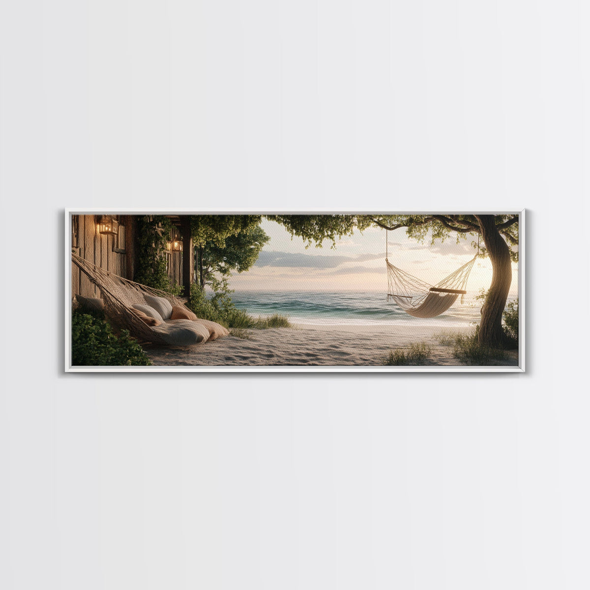 Hammock Sunset Canvas Print Coastal Landscape Art Rustic Cottagecore Wall Art Bedroom Serenity Horizontal Living Room Decor | | Wiccan Center