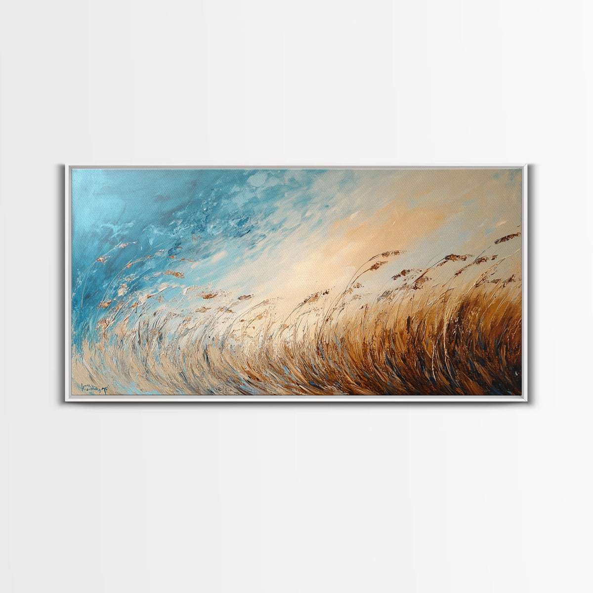 Coastal Wind, Beach Grass Painting, Coastal Cowgirl Wall Art, Nautical Decor, Wabi Sabi Art, Minimalist Art, Canvas Print, Extra Wide Art | | Wiccan Center