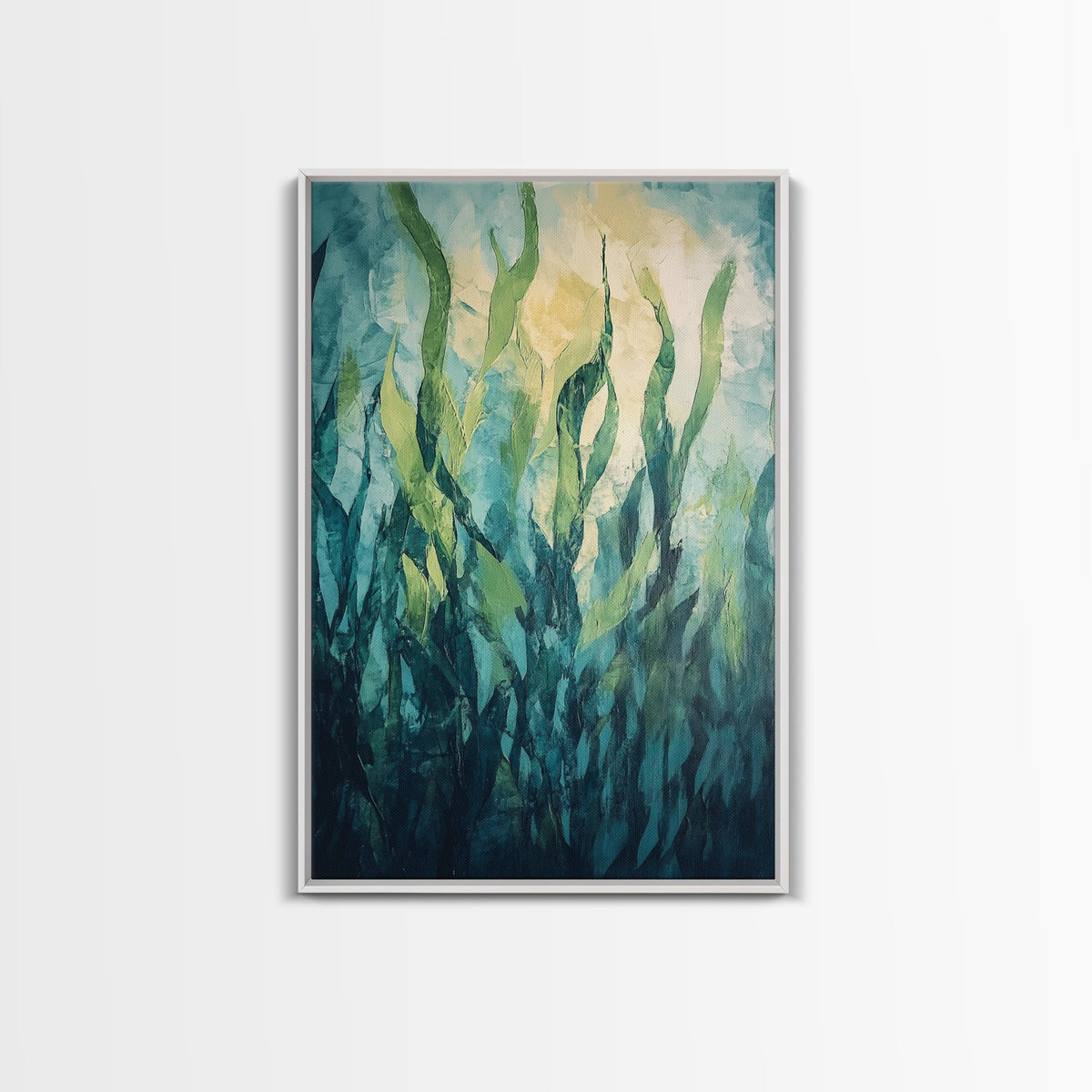 Underwater Kelp Forest, Coastal Landscape Art, Teal Wall Art, Nautical Decor, Nature Inspired Art, Wabi Sabi Art, Canvas Print | | Wiccan Center
