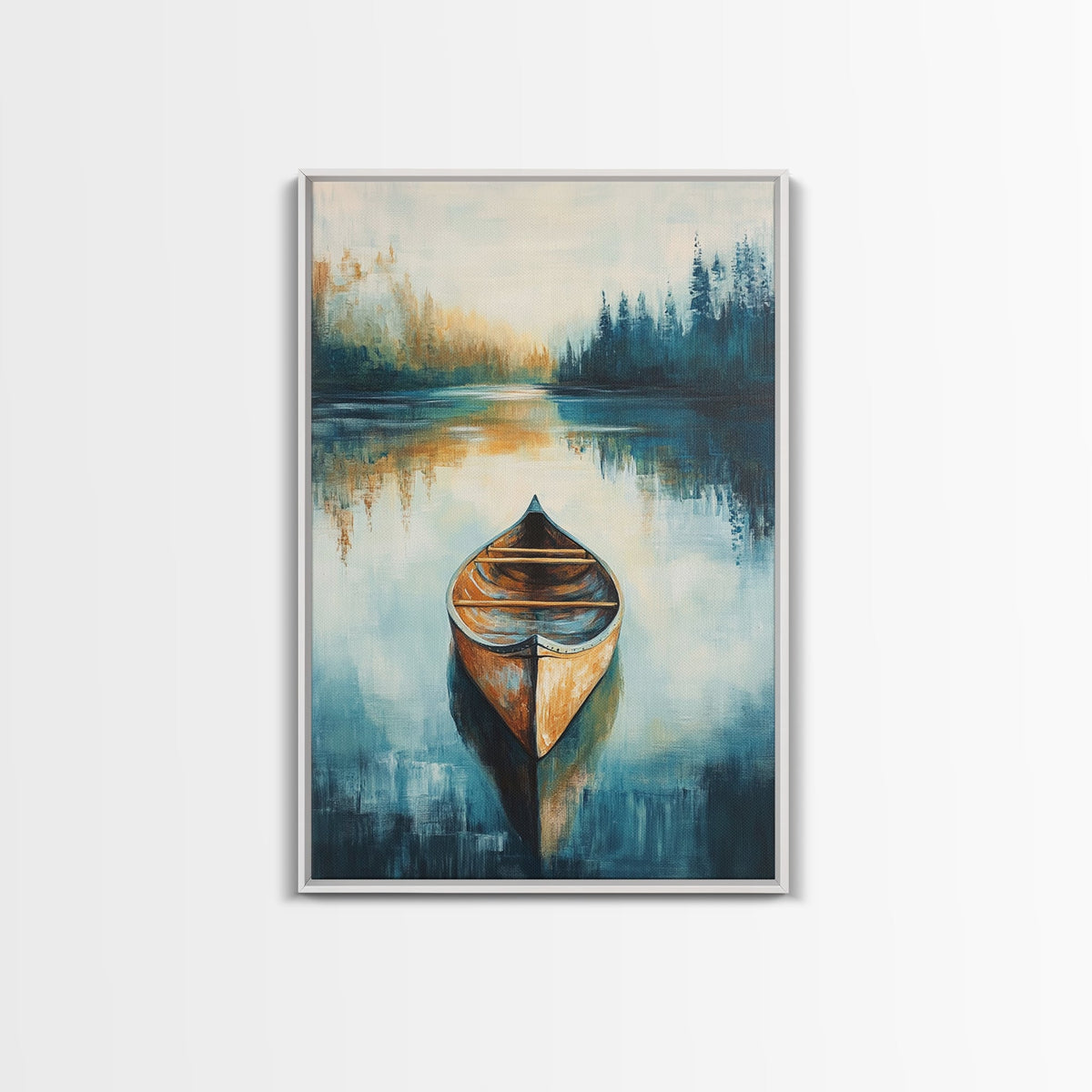 Still Water Canoe, Lake Tahoe Art, Nautical Painting, Rustic Wall Art, Moody Art, Extra Wide Art, Above Couch Art, Canvas Print | | Wiccan Center