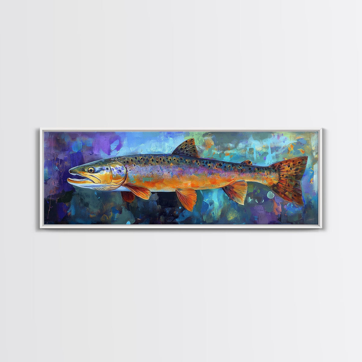 Colorful Trout Fishing Art, Rustic Cabin Decor, Wildlife Wall Art, Fish Painting, Outdoor Enthusiast Gift, Lodge Wall Decor