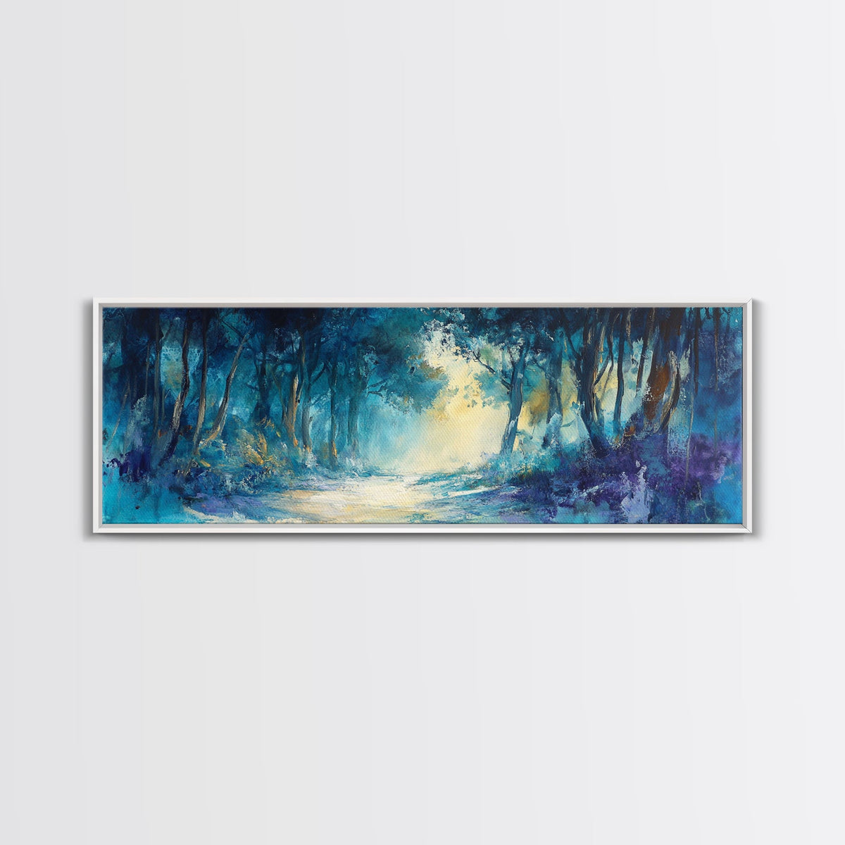 Mystical Forest, Blue Woodland Scene, Nature Art, Dark Forest Painting, Bedroom Wall Art, Canvas Print, Framed Canvas Print | | Wiccan Center