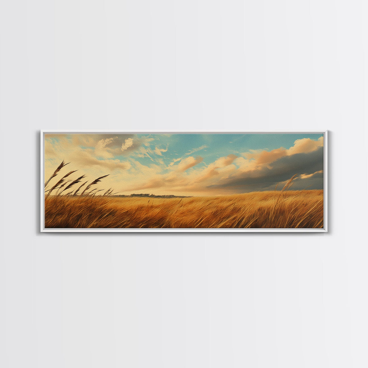 Golden Fields, Autumn Wind Art, Rustic Country Landscape, Farmhouse Home Decor, Living Room Art, Canvas Print, Framed Canvas Print | | Wiccan Center