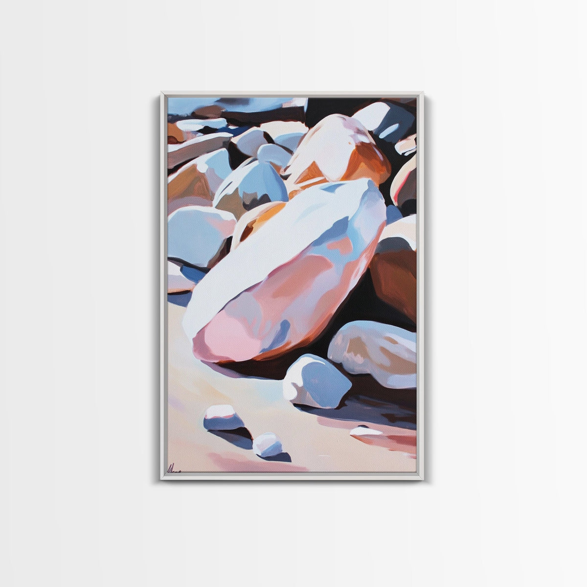 Mystic Cliffside, Surreal Landscape, Nature Aesthetic, Modern Wall Decor, Soft Pastels, Dreamy Art, Framed Canvas Print, Hallway | | Wiccan Center