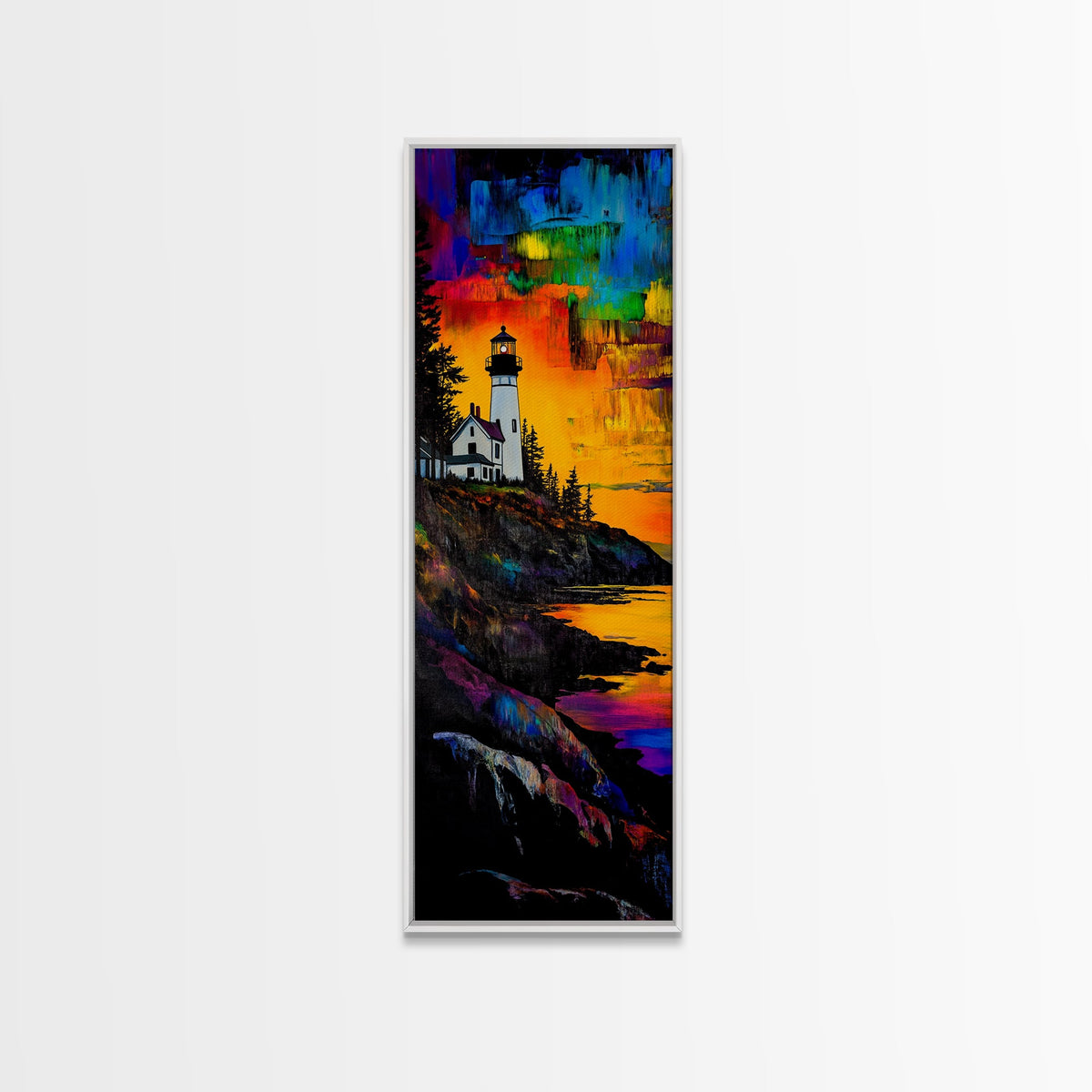 Lighthouse Sunset, Coastal Landscape, Nautical Art, Canvas Print, Colorful Seascape, Ocean Wall Art, Beach House Decor, Vibrant Wall Art | | Wiccan Center