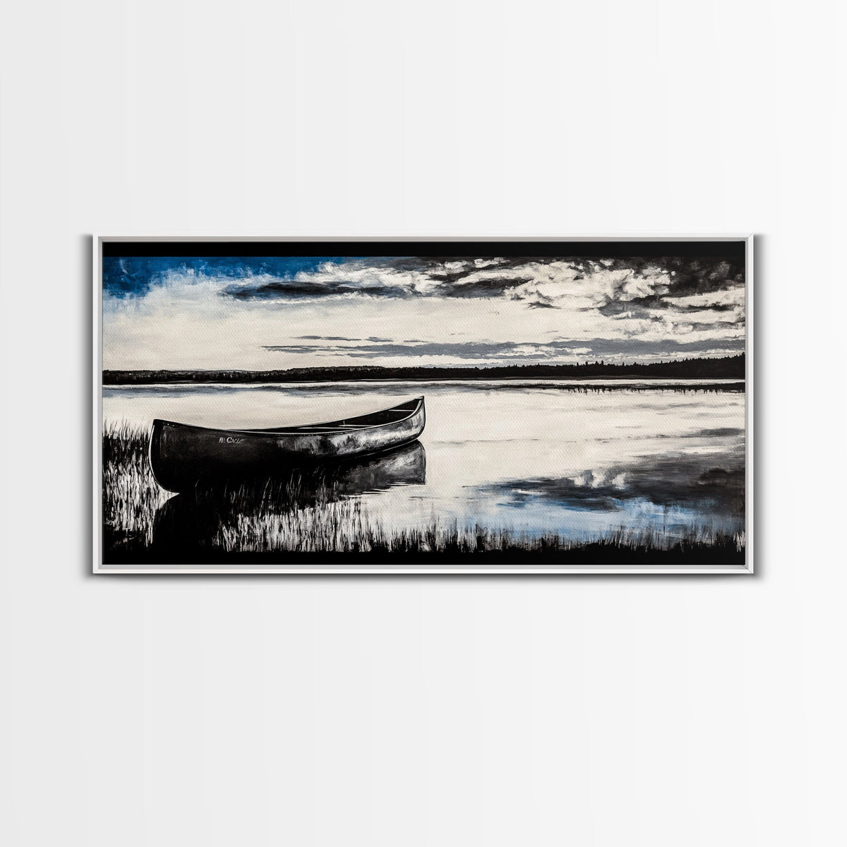 Still Water, Black and White Art, Reflection Canvas Print, Lake Scene Wall Art, Nature Decor, Peaceful Home Art, Framed Canvas Print | | Wiccan Center