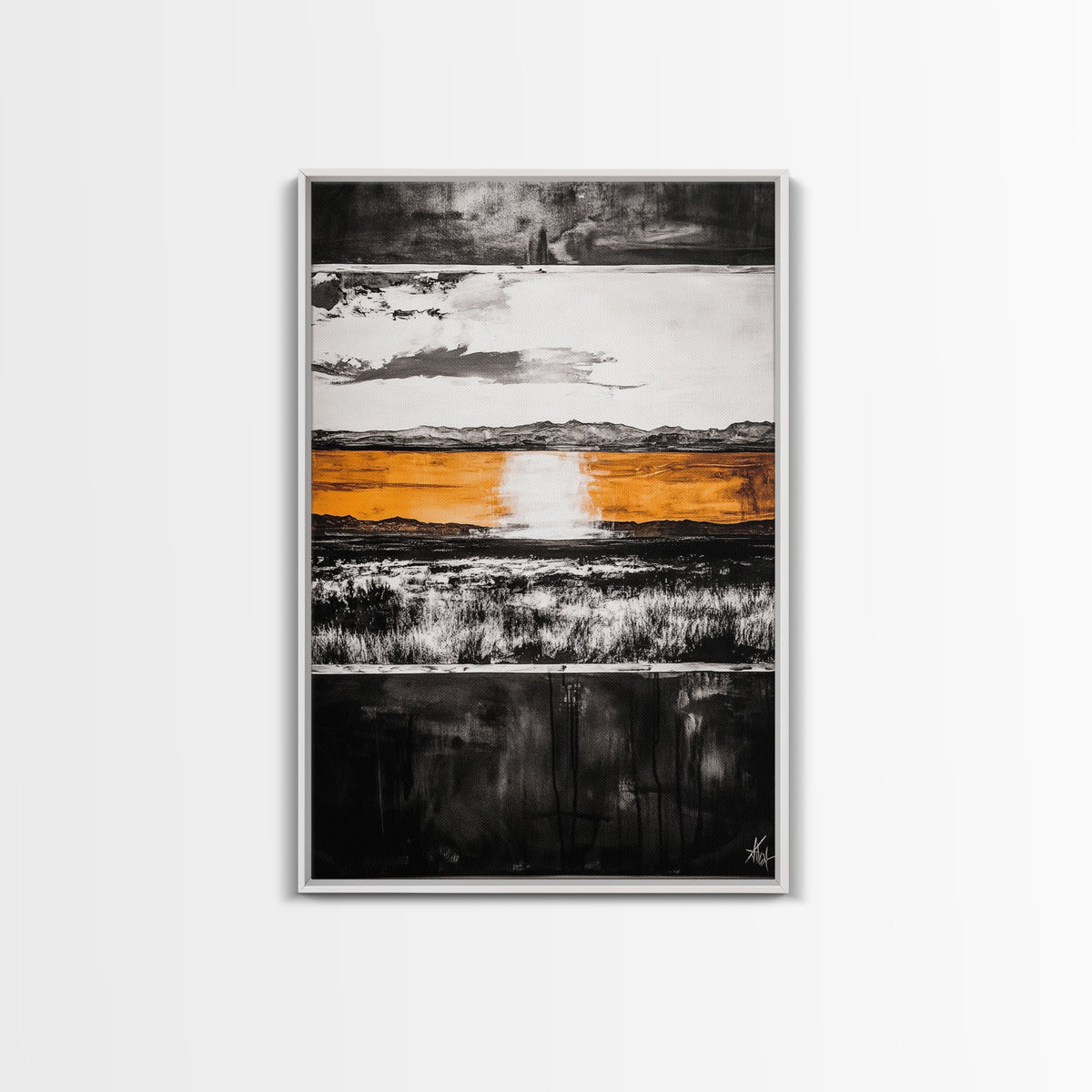 Abstract Horizon, Golden Light, Modern Landscape, Framed Canvas Print, Minimalist Wall Art, Office Decor, Contemporary Sunset, Fall Vibes | | Wiccan Center
