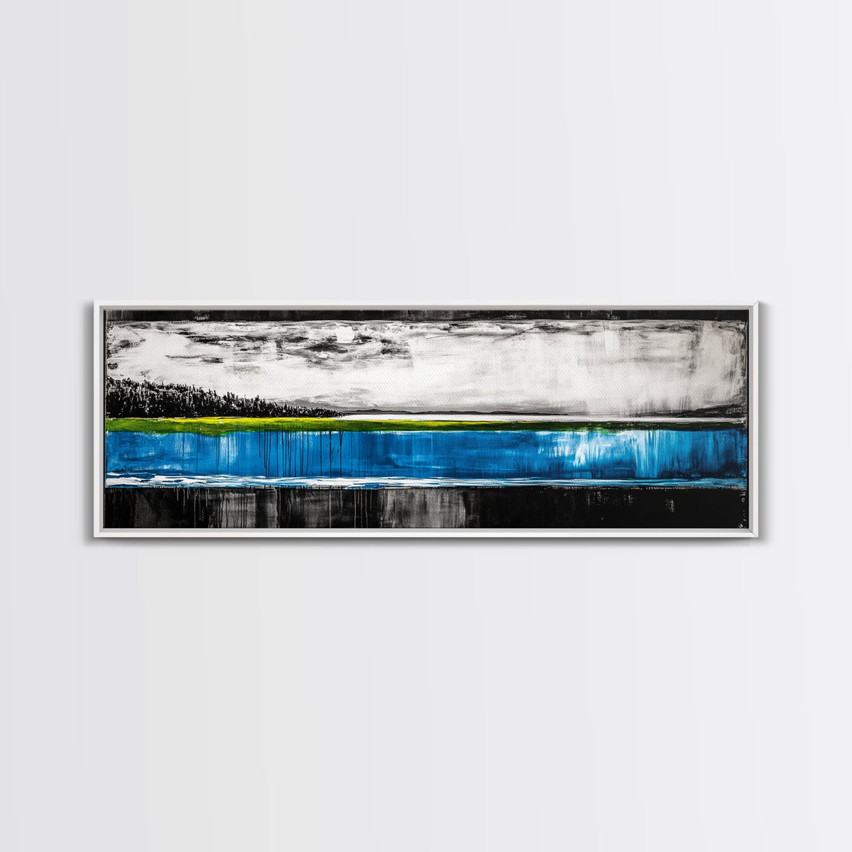 Lake Reflection, Blue Water Art, Minimalist Landscape, Nature Serenity, Monochrome Sky, Peaceful Home Decor, Canvas Print | | Wiccan Center