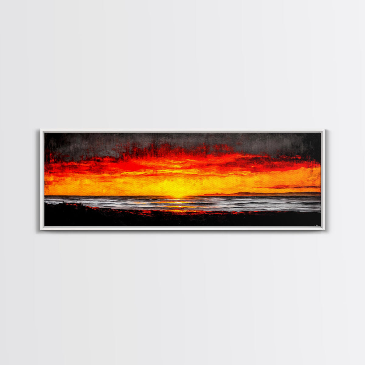 Sunset, Ocean, Waves, Canvas Print, Vibrant Sunset Wall Art, Beach House Decor, Coastal Painting, Living Room Art, Boho Aesthetic, Seascape | | Wiccan Center