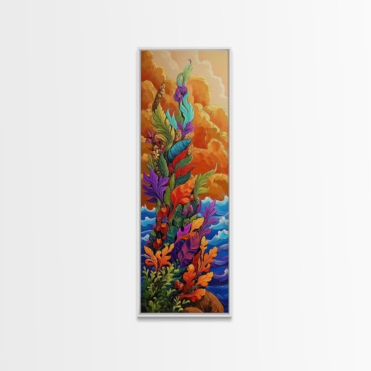 Seaweed Ocean, Abstract, Framed Canvas Print, Vibrant Coastal Kitchen Wall Art, Ocean Inspired Boho Decor, Underwater Garden Style | | Wiccan Center