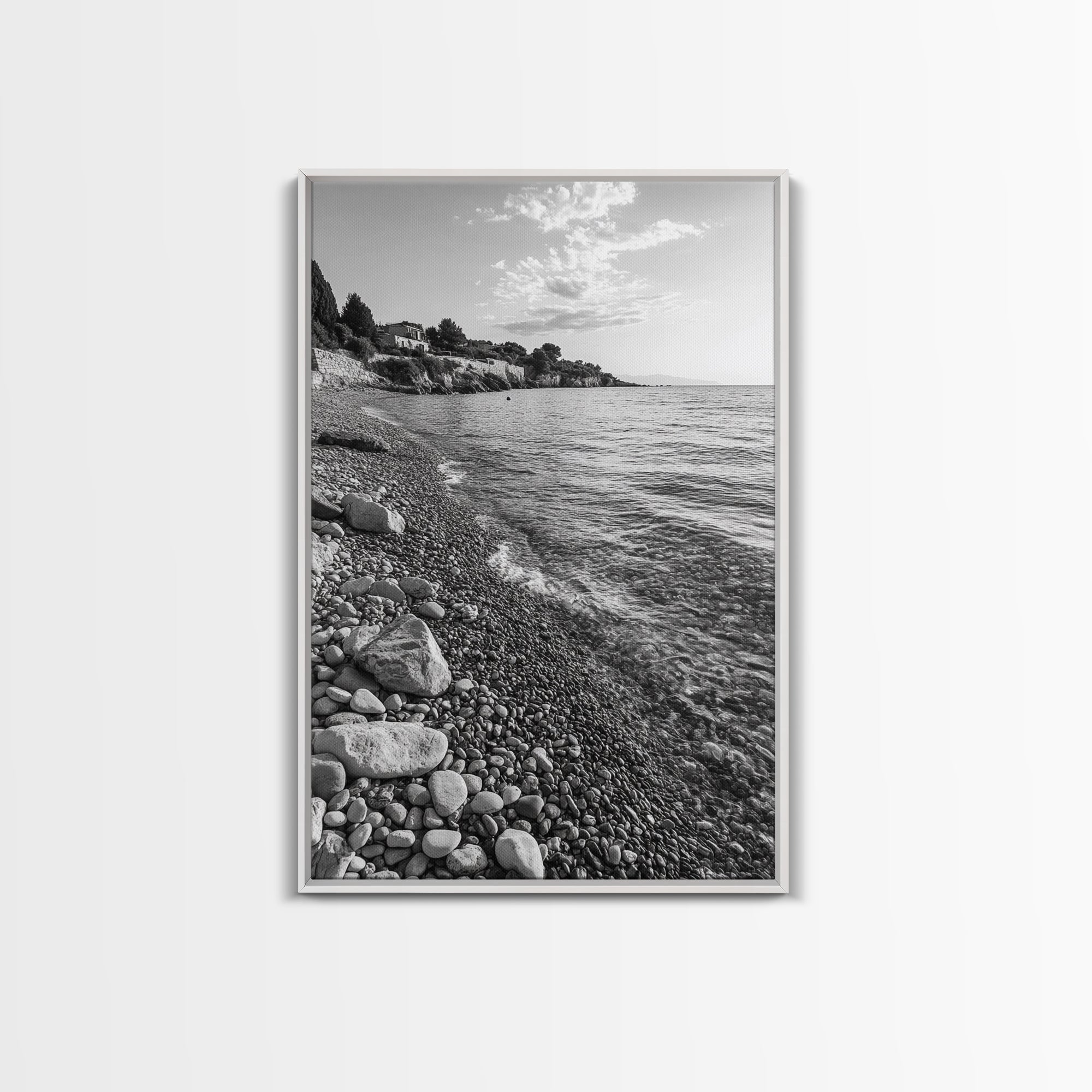 Pebble Beach, Tranquil Coastline, Coastal Stones, Sunrise Shore, Canvas Print, Bathroom Wall Art, Ocean Photography, Beach House Decor | | Wiccan Center