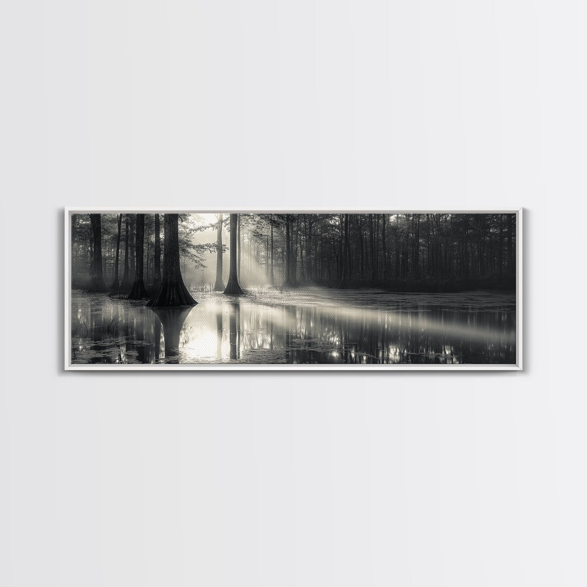 Cypress Swamp, Foggy Forest, Morning Light, Still Waters, Framed Canvas Print, Nature Wall Art, Autumn Decor, Moody Forest Photography | | Wiccan Center