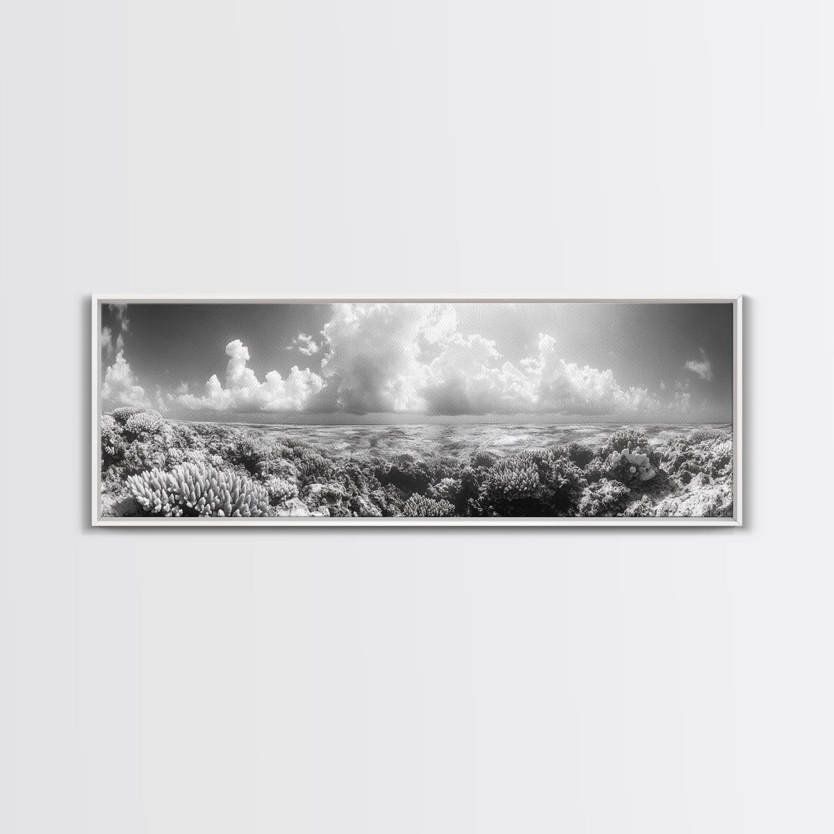 Coral Reef, Ocean Horizon, Cloudscape, Canvas Print, Underwater Nature Photography, Bathroom Wall Art, Marine Coastal Decor | | Wiccan Center
