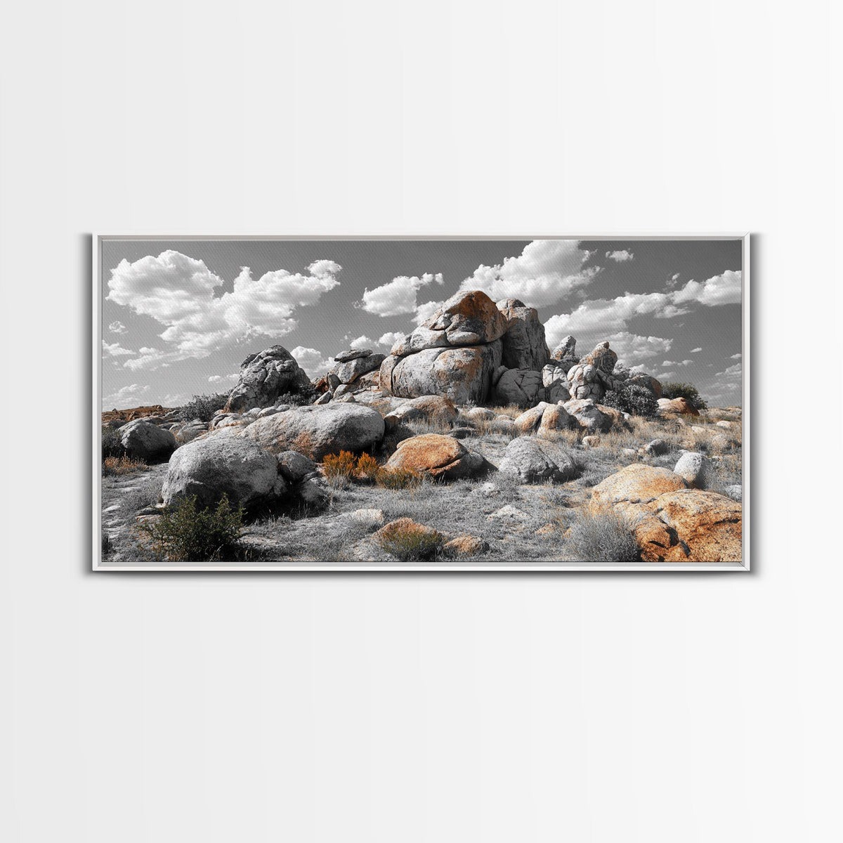 Granite Boulders, Desert Landscape, Natural Beauty, Earthy Tones, Framed Canvas Print, Entryway Wall Art, Nature Minimalism Style | | Wiccan Center