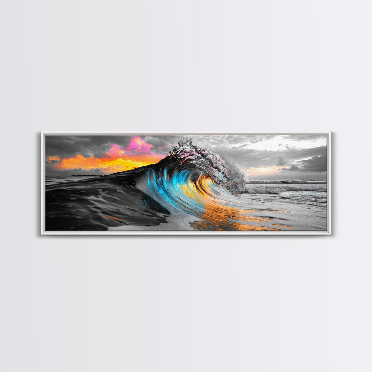 Wave Photography, Color Splash, Sunset Sea, Surf Art, Framed Canvas Print, Beach House Decor, Coastal Vibes, Modern Ocean Wall Art | | Wiccan Center