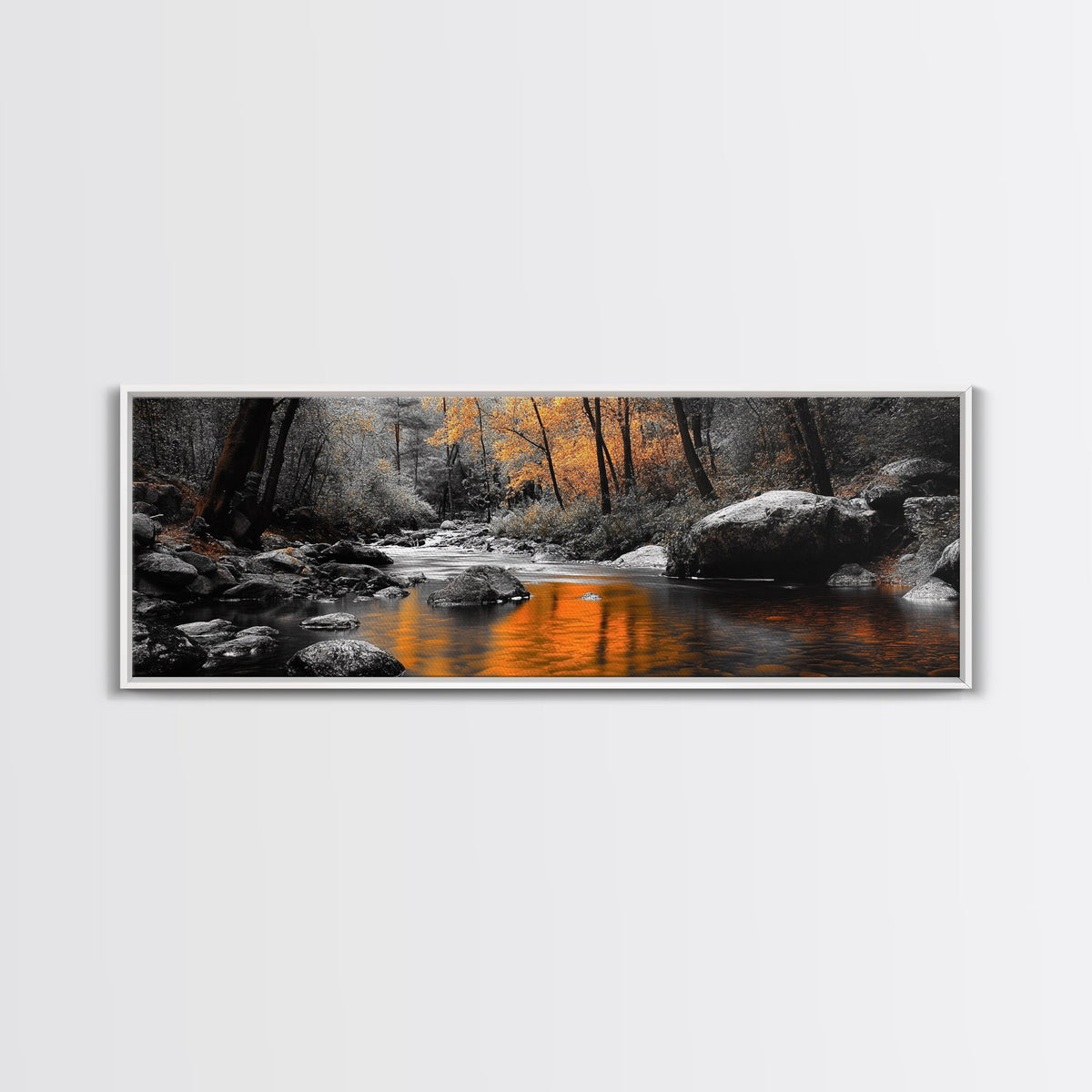 Autumn River Scene, Fall Forest Landscape, Tranquil Waters, Framed Canvas Print, Rustic Wall Art, Cabin Decor, Moody Photography | | Wiccan Center
