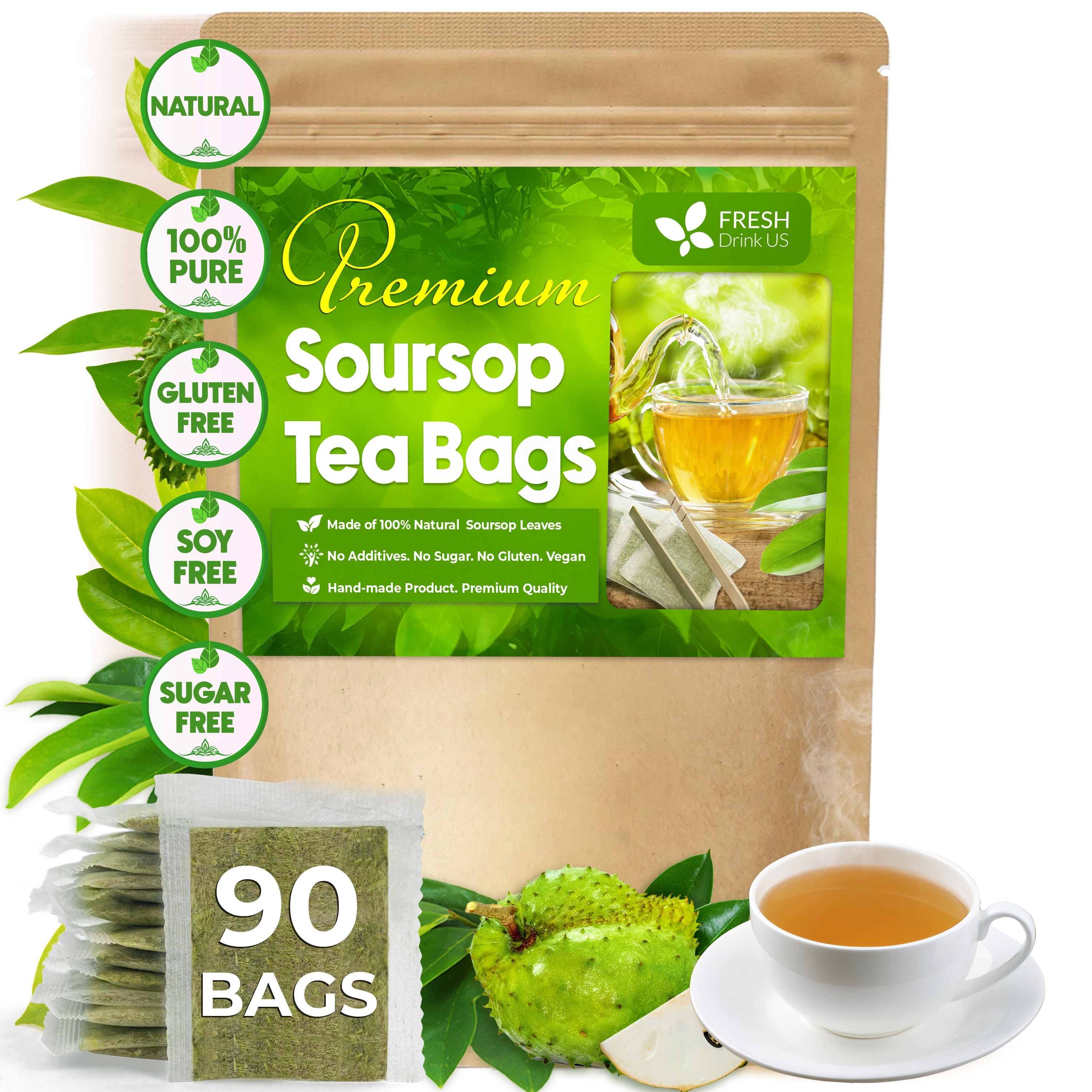 Premium Soursop Leaves Tea bags, Dried Soursop Leaves, Soursop Leaf Powder, Guanabana Leaves Tea, Hoja Guanabana Tea | Tea | Wiccan Center