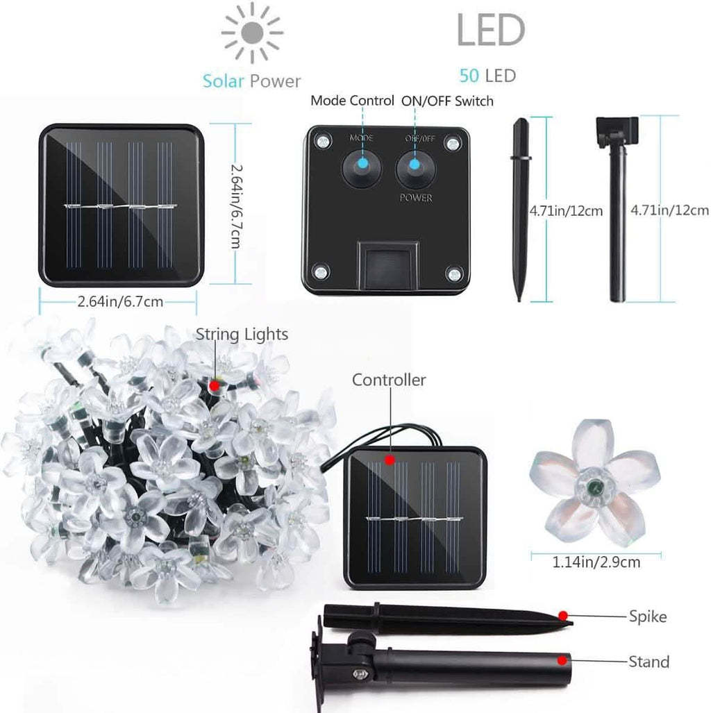 50 LED Fairy Flower Blossom Solar String Lights | String & Fairy Lights | Wiccan Center