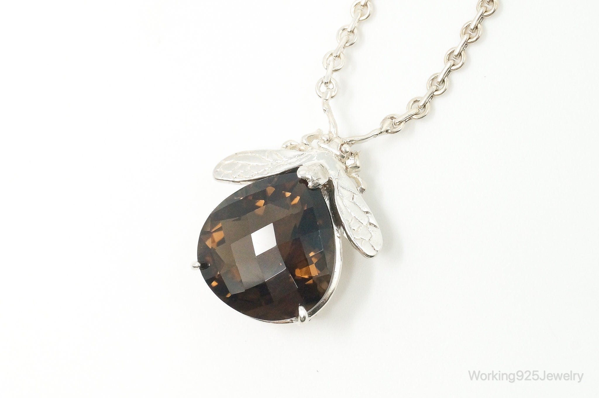 Designer Knight & Hammer Large Smoky Topaz Bee Sterling Silver Necklace | Jewelry > Necklaces > Pendants | Wiccan Center