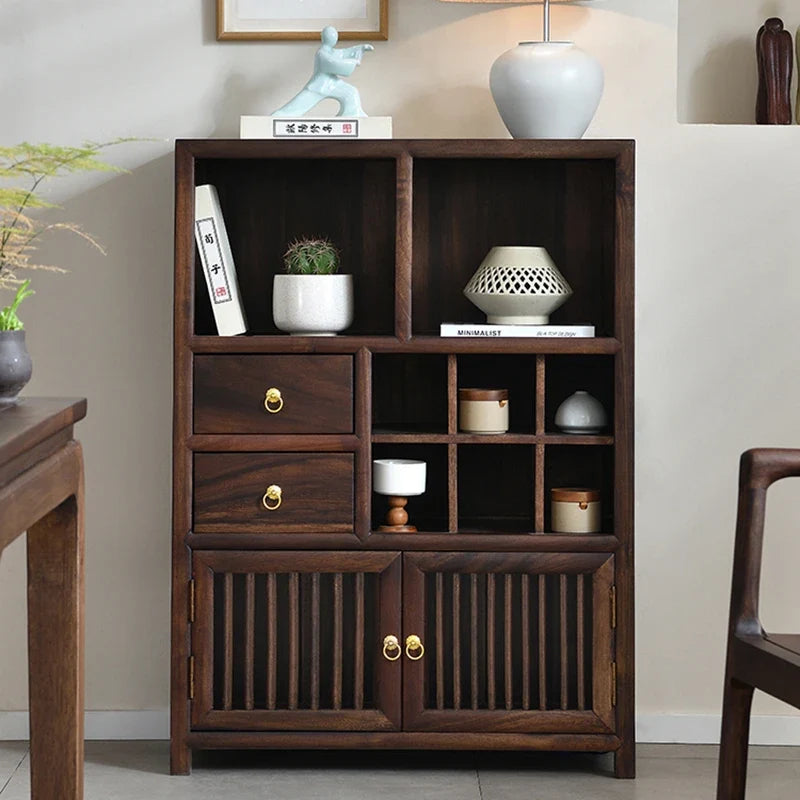 Luxury Chinese Solid Wood Curio Cabinet – Oriental Living Room Display Credenza | Storage Cabinet | Wiccan Center