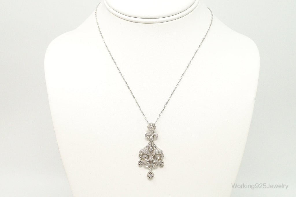 Vintage Cubic Zirconia Art Deco Sterling Silver Necklace | Jewelry > Necklaces > Pendants | Wiccan Center