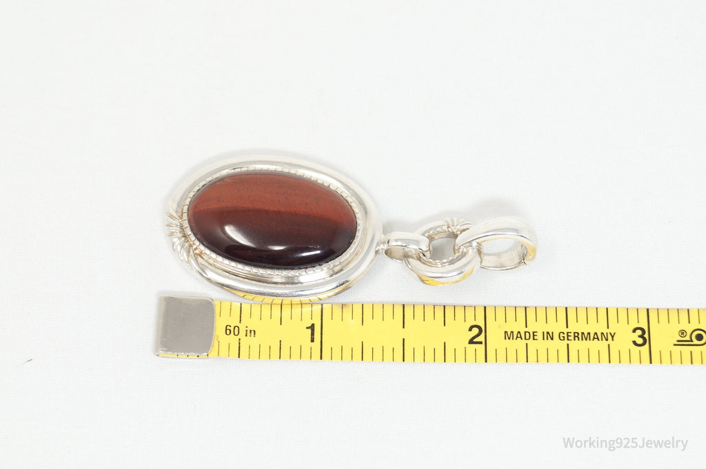 Vintage Designer Whitney Kelly Red Tigers Eye Sterling Silver Necklace Pendant | Jewelry > Necklaces > Pendants | Wiccan Center