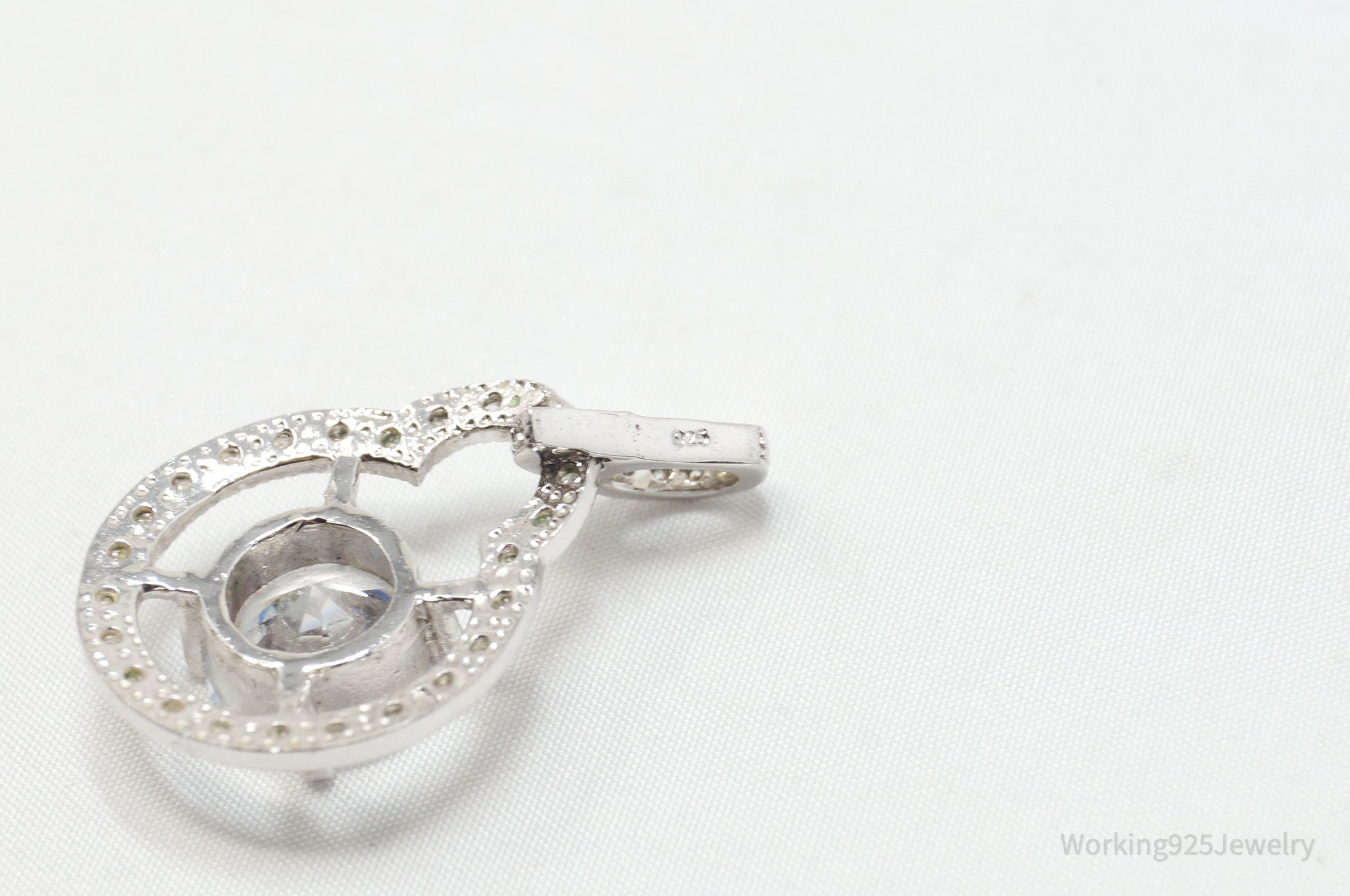 Vintage Art Deco CZ Sterling Silver Necklace Pendant | Jewelry > Necklaces > Pendants | Wiccan Center