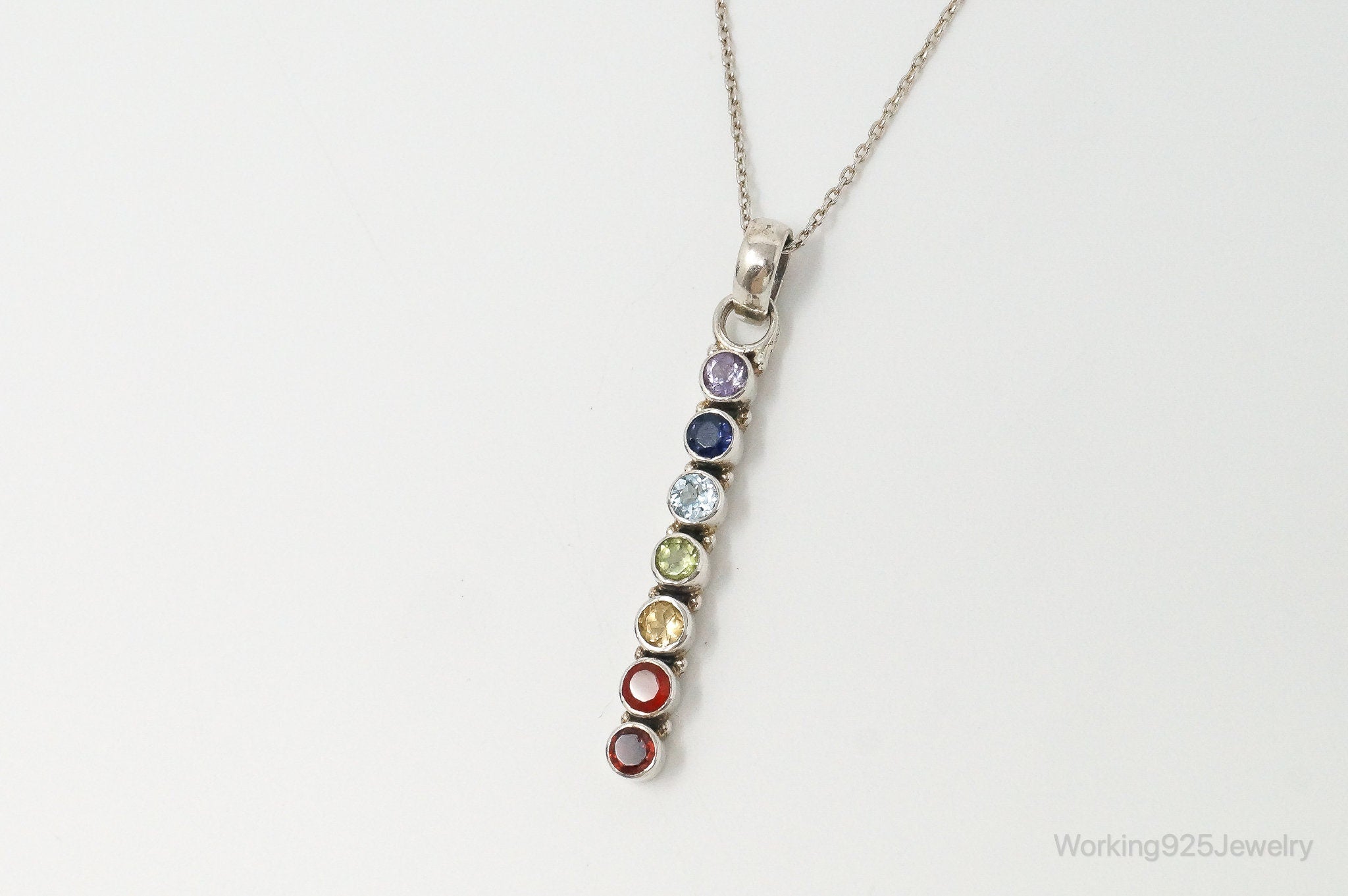 Vintage Multi Gemstone Sterling Silver Necklace | Jewelry > Necklaces > Pendants | Wiccan Center