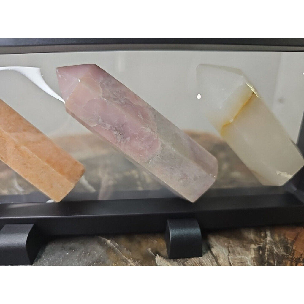Natural Agate Crystal Towers with Stand — 245g, 4-Piece Set | CrystalCloud Company